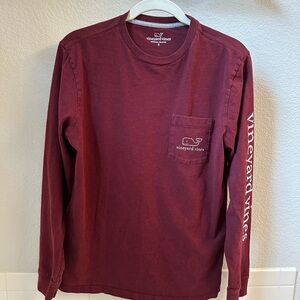 Vineyard Vines Men's Red Long Sleeve Pocket Tee